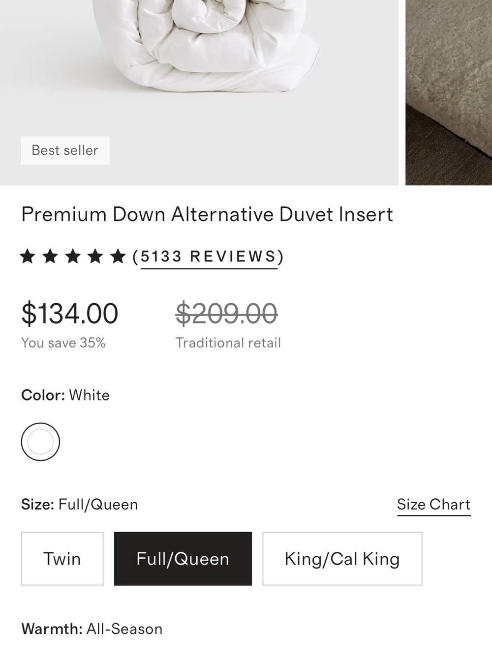 NEW Quince Down Alternative Queen Comforter  $134